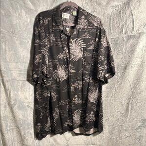 Vintage Silk men’s Hawaiian shirt 2XLT Tropical Pattern‎ Shirt light black